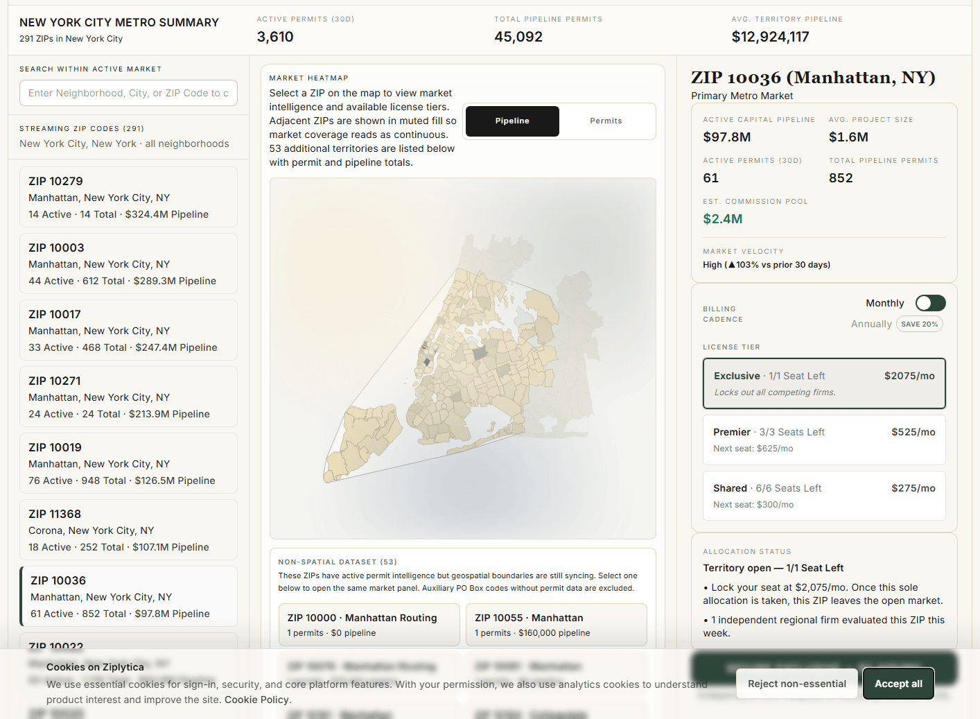 Manhattan (10036) on the Ziplytica Territories map