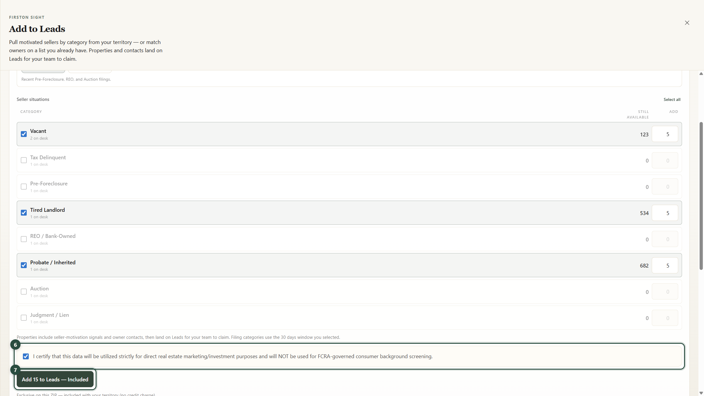 Check the box and Add to Leads